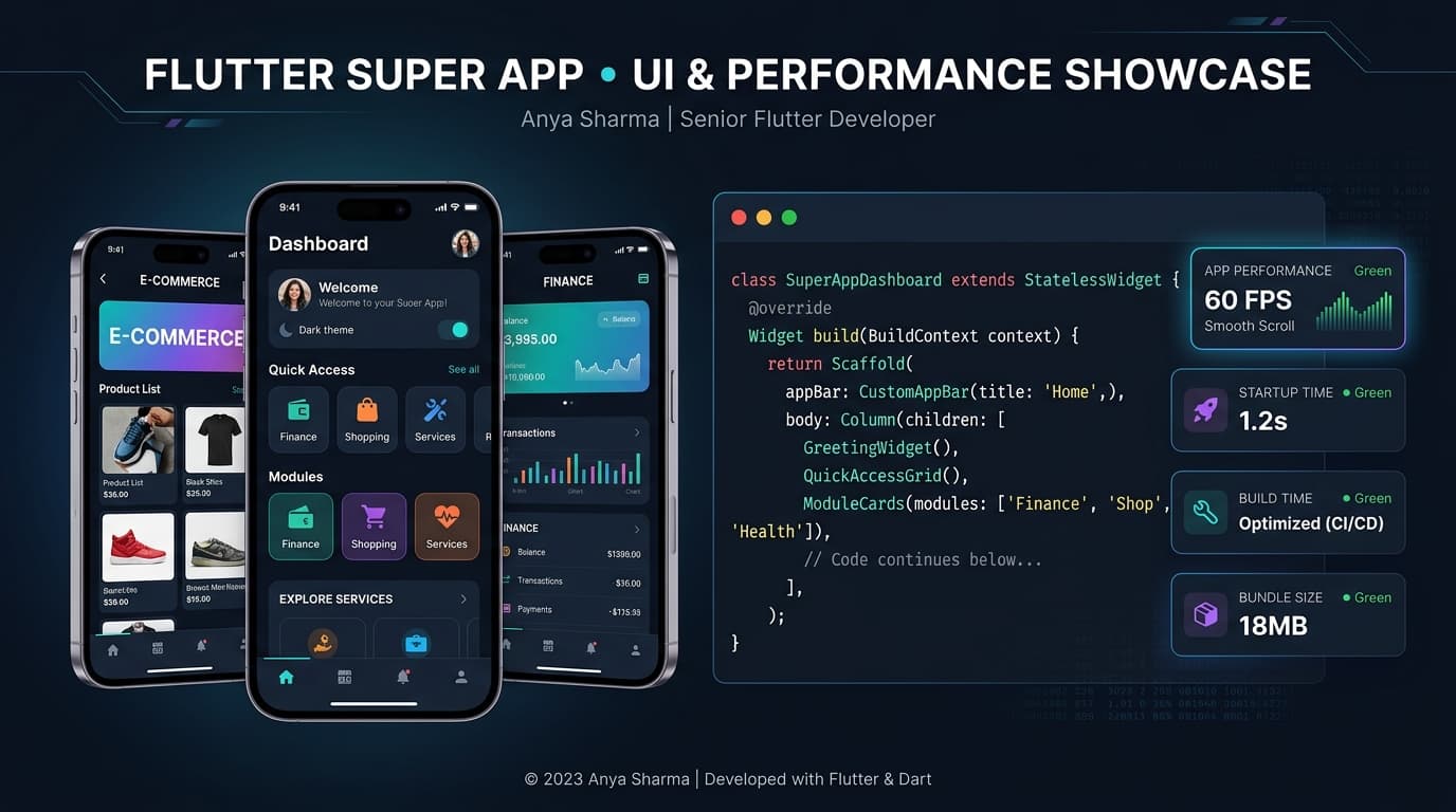 Kawsar Ahmed — Flutter SuperApp Mobile Architecture & UI Performance Showcase